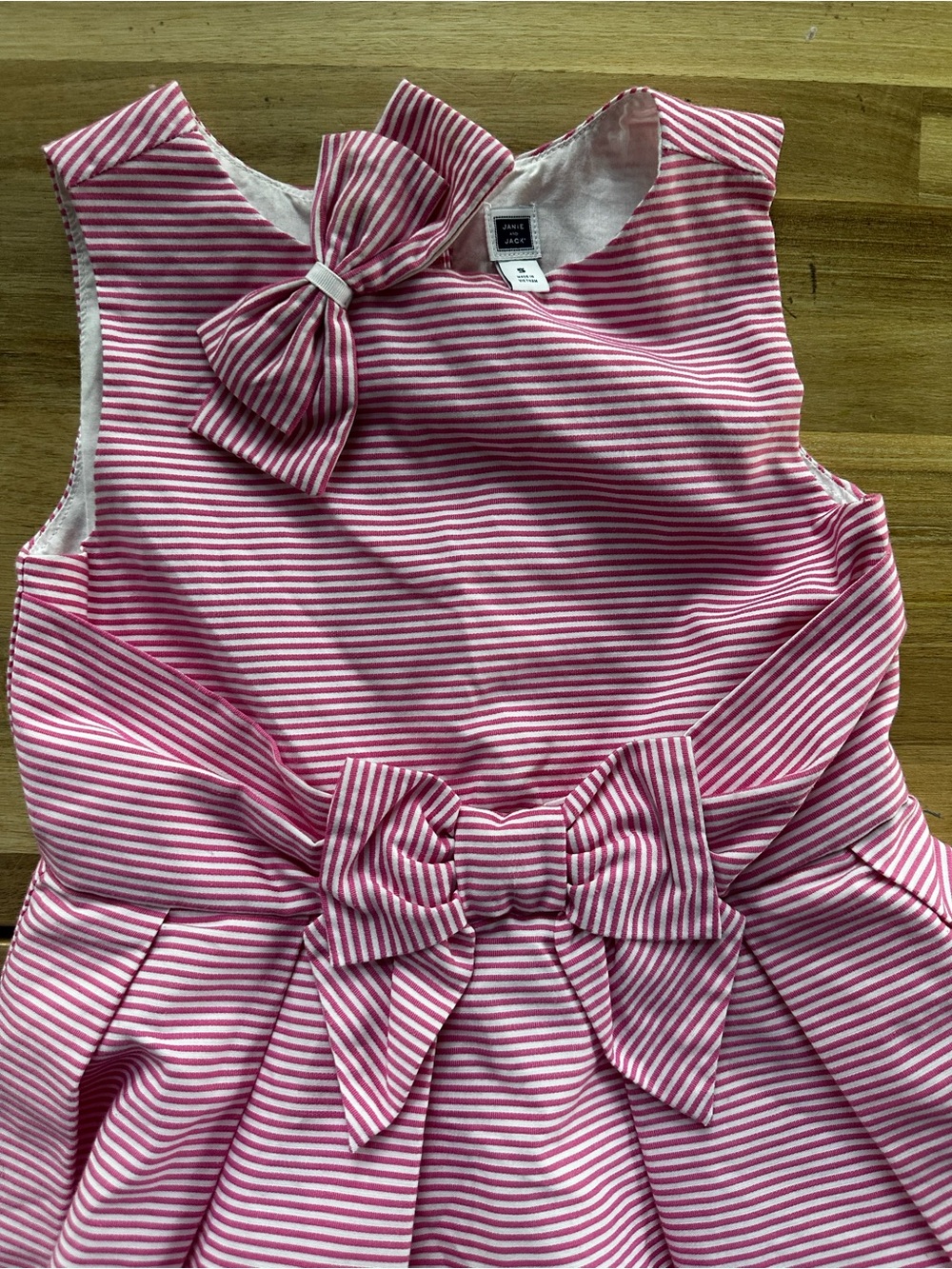 Janie and Jack Pink and White Striped Bow Dress